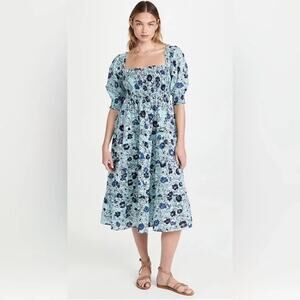 Tuckernuck Ro's Garden Small Venus Dress Blue Floral Smocked Tiered Church Party